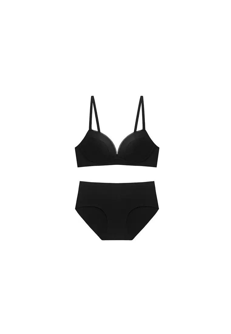 Non-Wired Bra Set - Black