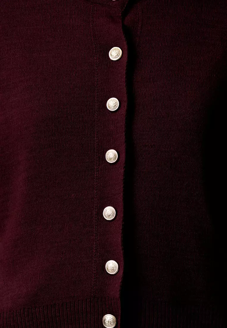 Claret Red Basic Cardigan-Blouse Knitwear Cardigan TWOAW25HI00216