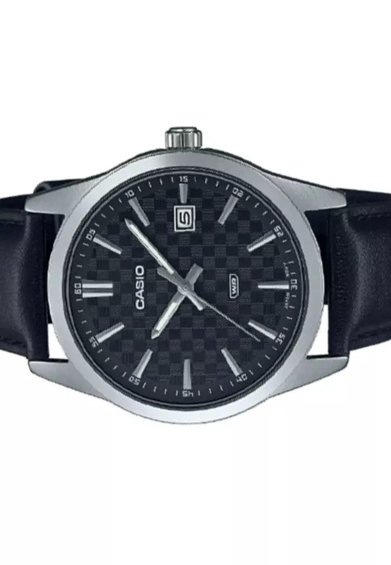 Men's Analog Watch MTP-VD03L-1A Black Leather Band