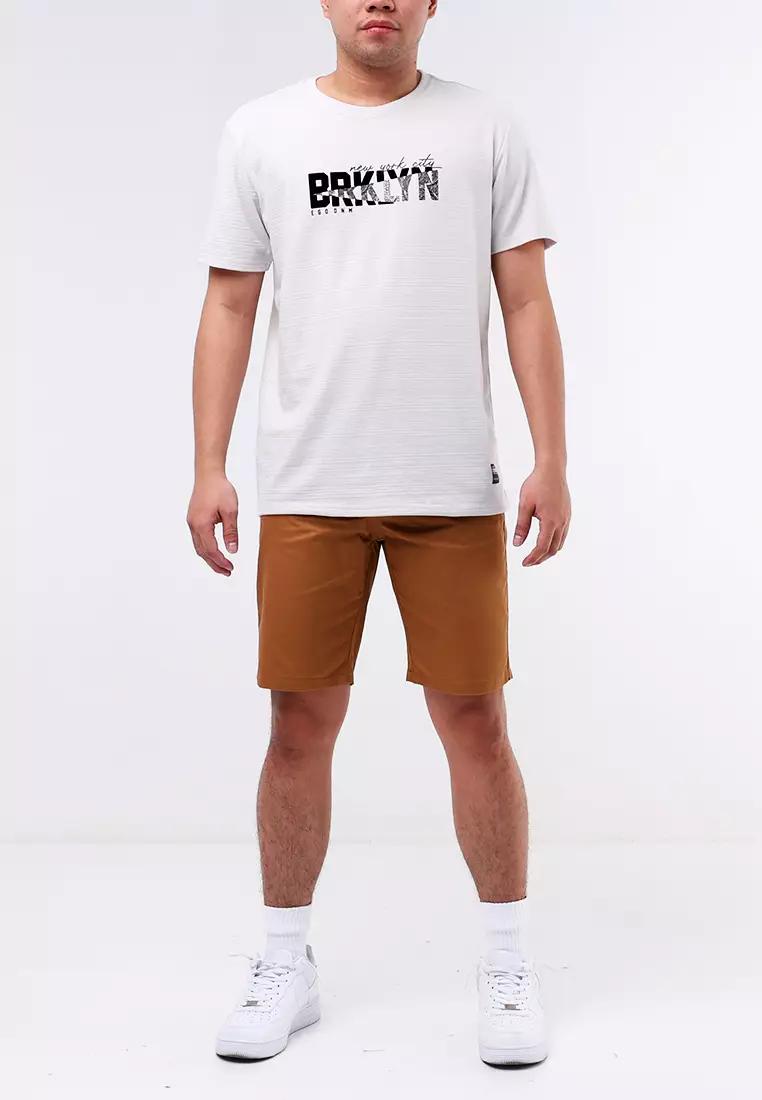 Round Neck Streaky Short Sleeves T-Shirt