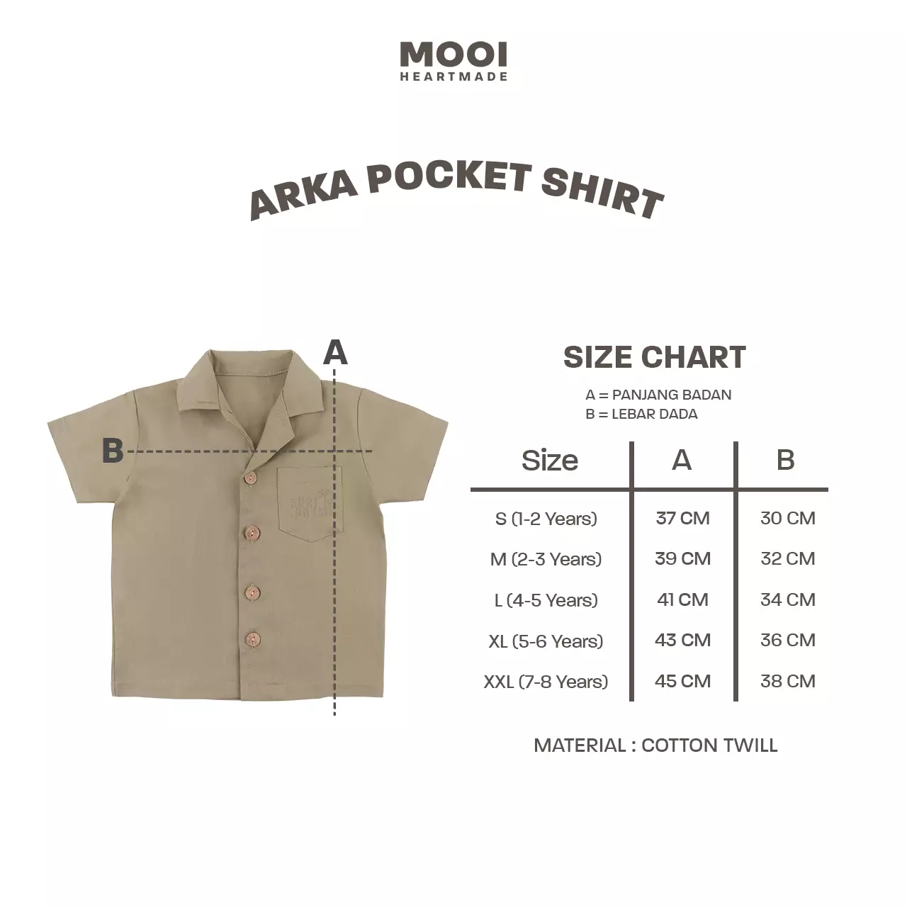 Mooi Kemeja Anak Laki-laki Arka Pocket Shirt - Steel Navy