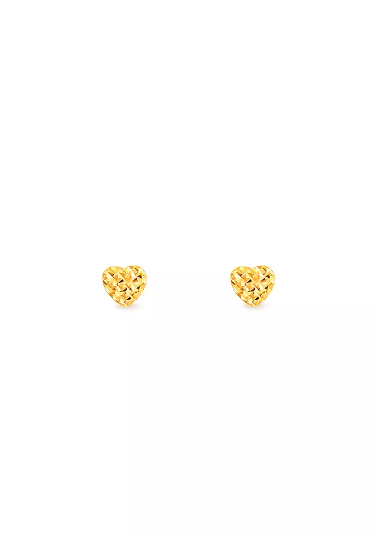 375/9K Gold Half Love Earrings S100 (S Size)