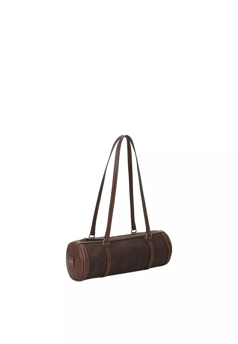 Barrel Baguette Bag - Embossed Cacao