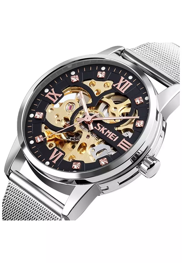 Jam Tangan Casual Mechanical Pria Automatic Movement Strap Tali Material Stainless Steel SL98 ORIGINAL