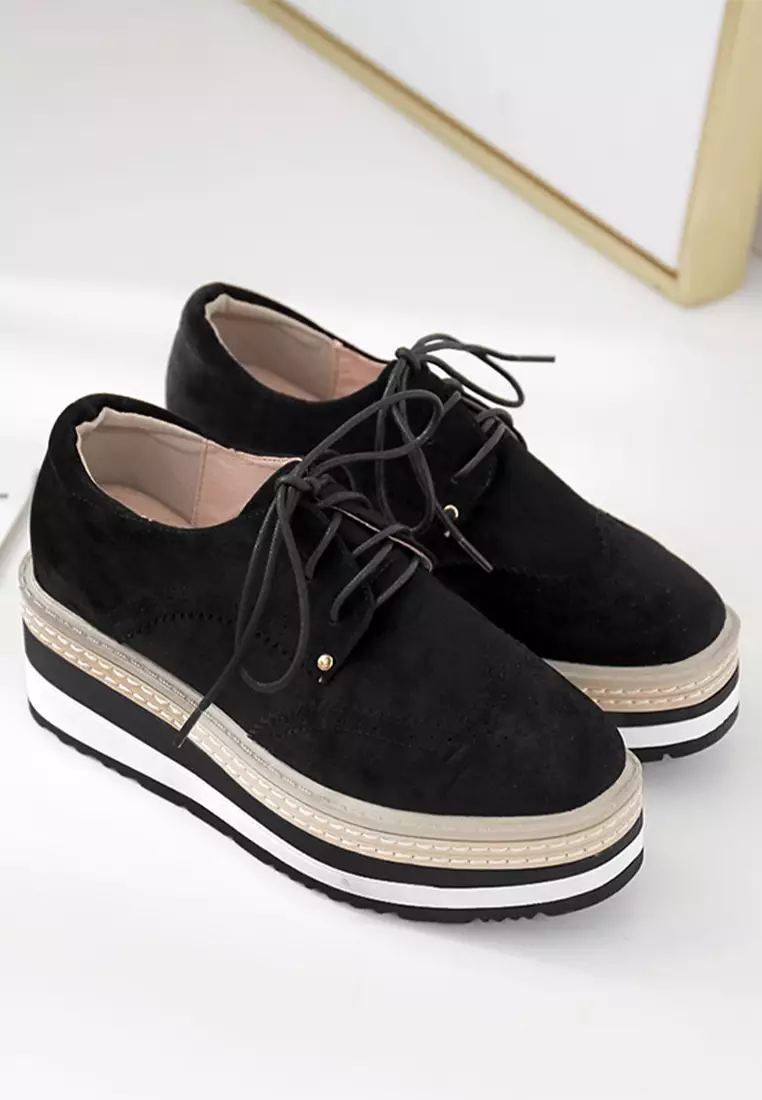 British Style Suede Round Toe Flatform Shoes LW1827