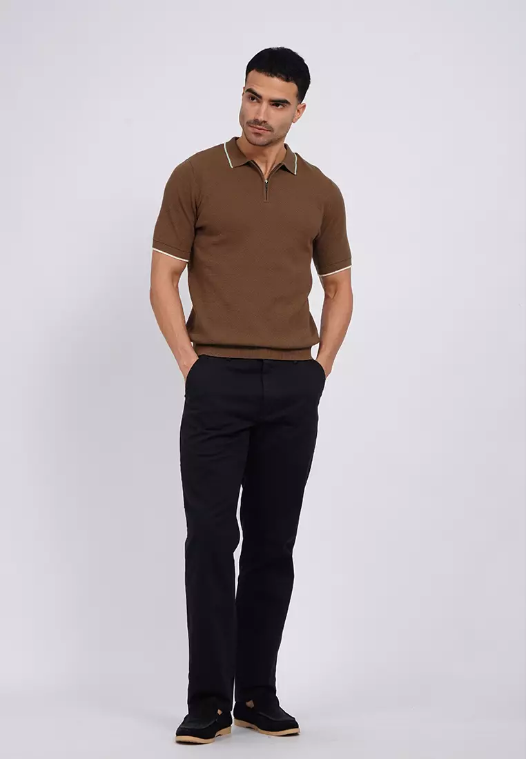 Knitted Polo Shirt with Zipper