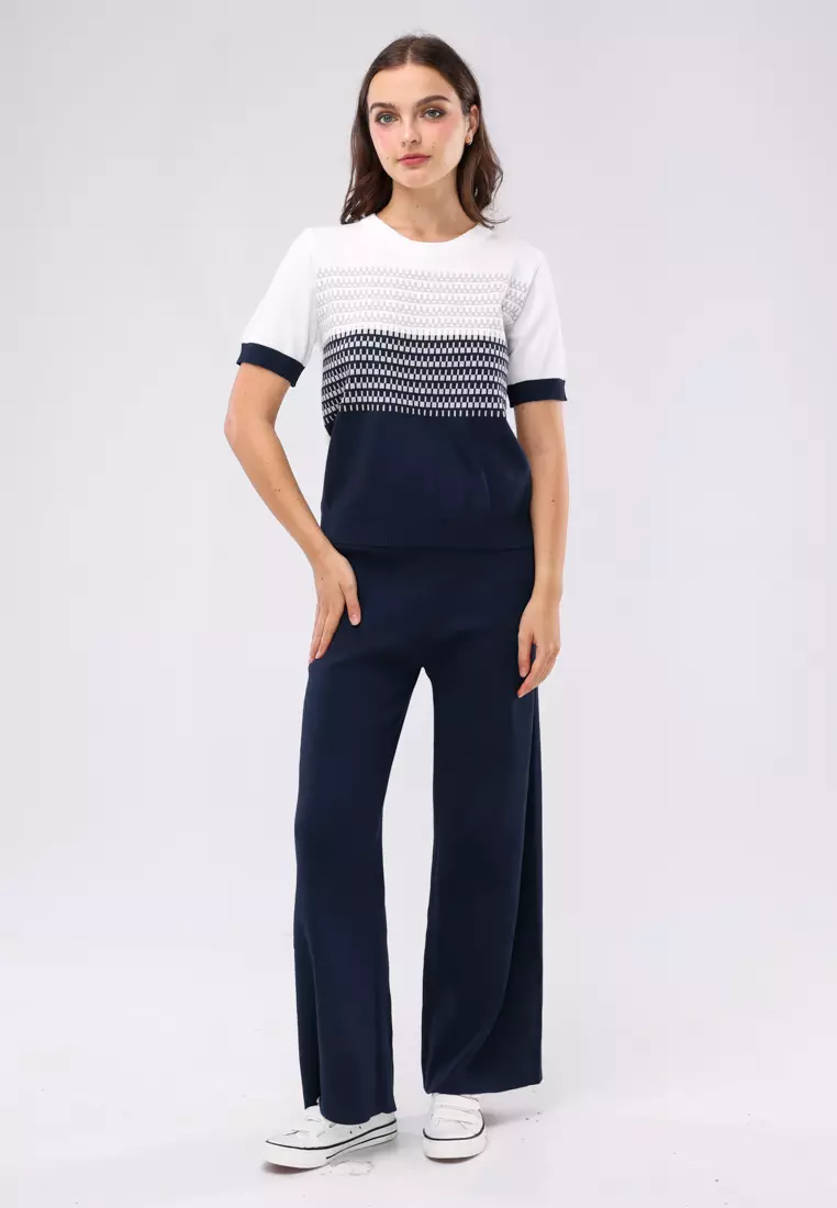 Ladies Knitted 2 In 1 Blouse & Pants