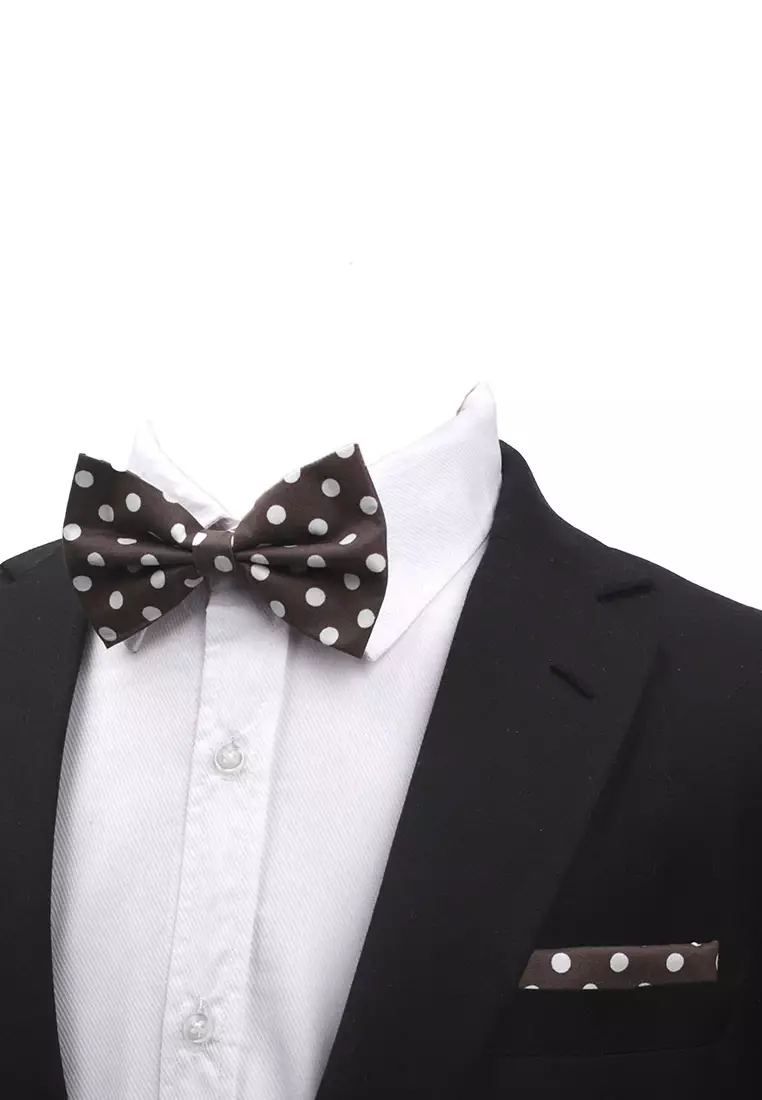 Dasi kupu Bowtie Coklat Polka A19
