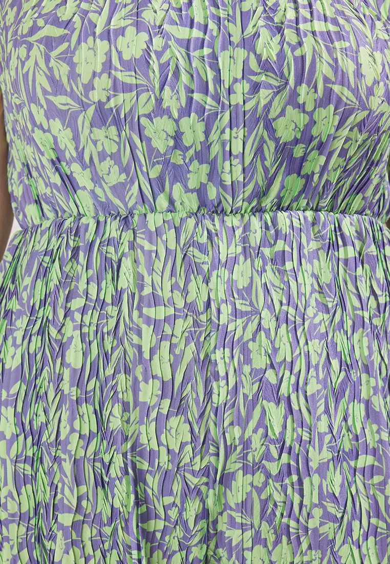 Green Strappy Patterned Plus Size Knitted Jumpsuit TBBSS25BG00016