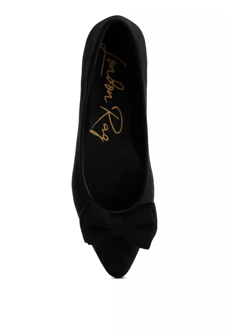 Black Micro Suede Bow Ballerinas