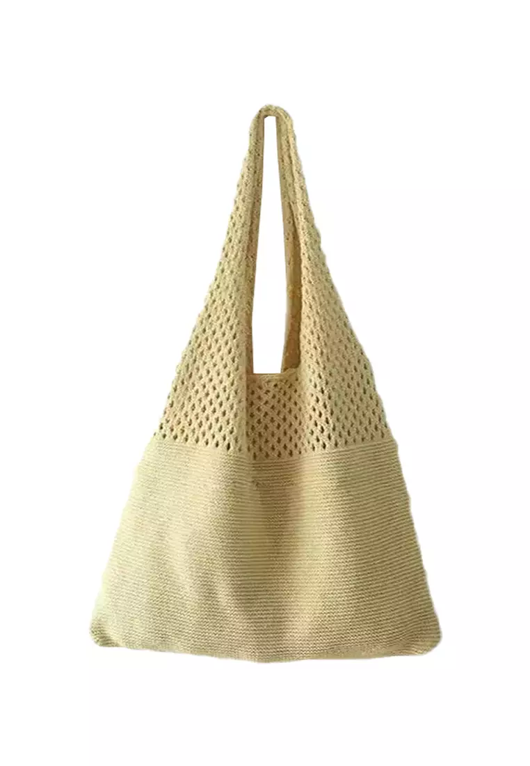 2024 New Vintage Hollow Woven Tote Bag Large Capacity Shopping Bag CA080701