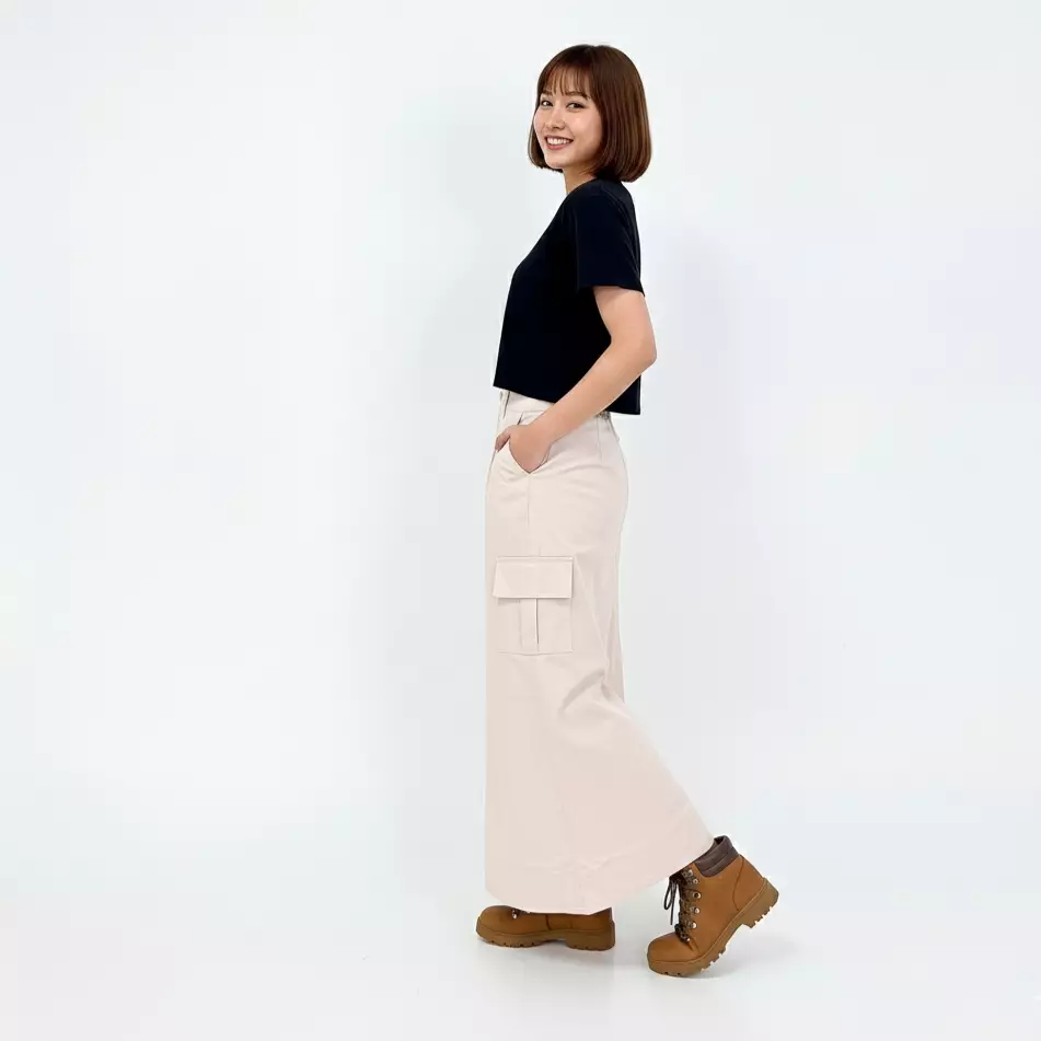 Rok Panjang Katun Wanita Jessica Cargo Skirt