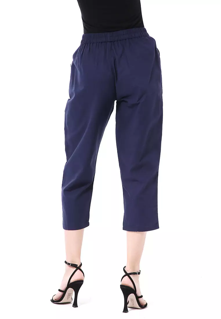 Stella Long Pants Celana Kulot Wanita Korean Style Material Linen ORIGINAL - Navy