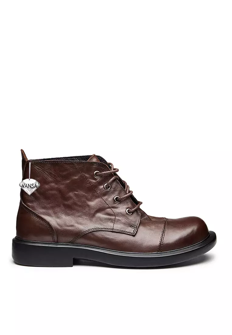 Discount on Twenty Eight Shoes  shoes - SKU: VANSA Top Layer Cowhide Lace Up Mid-top Martin Boots VSM-B-8116.bn