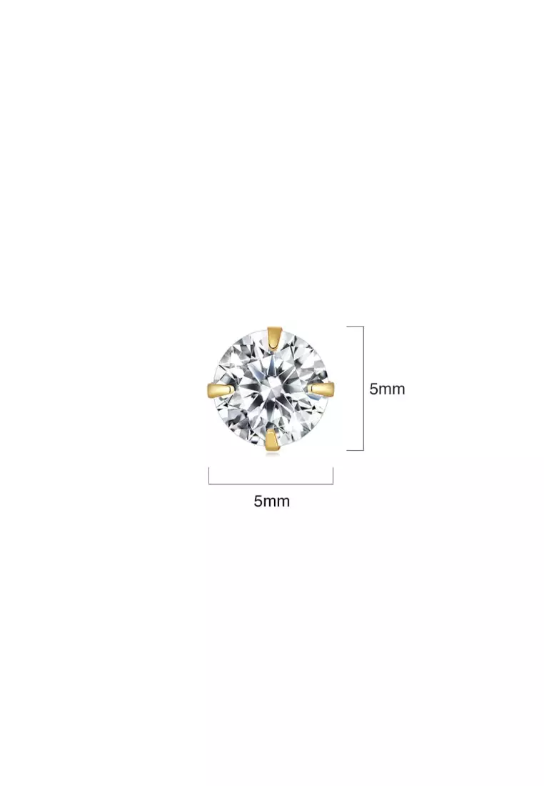 Solid Silver Mary Anne Crystal Stud Earrings In Gold