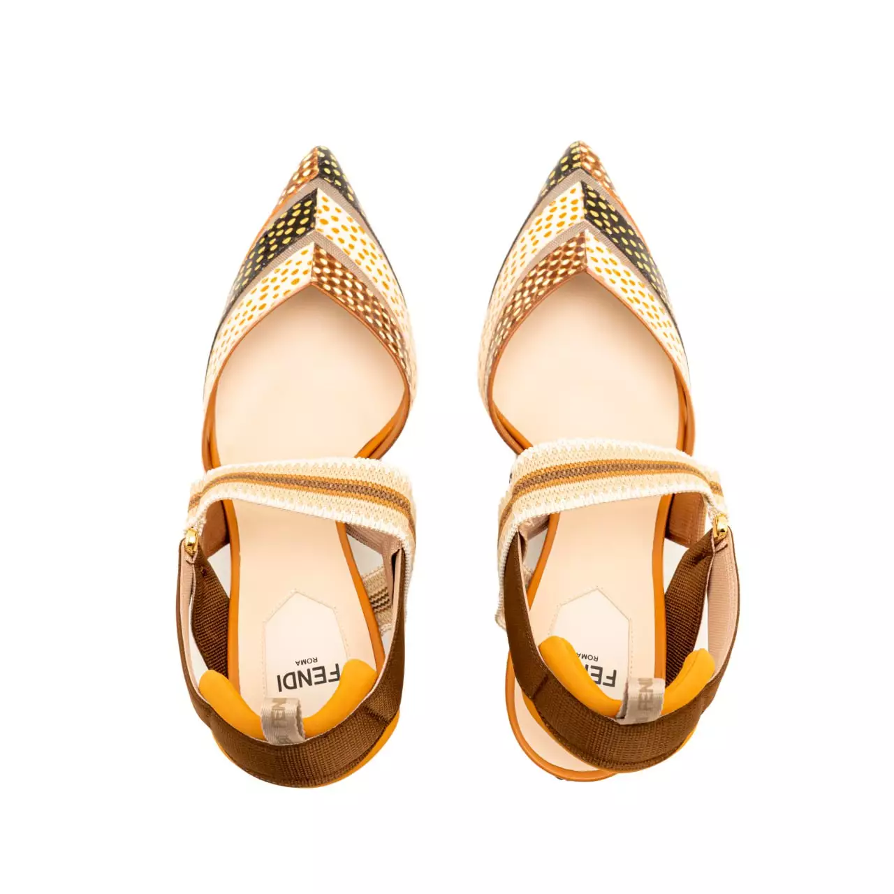 Colibri 85 Mesh and Multicolor Ayers Leather Slingbacks Brown Multicolor