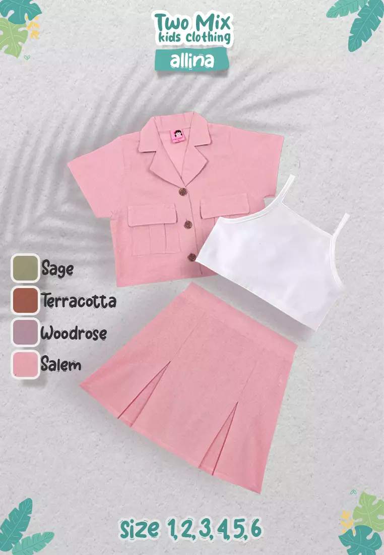 Two Mix - Setelan Rok Anak Perempuan- Allina Set Rompi Anak Cewek 1-6 Tahun 4370b Salem