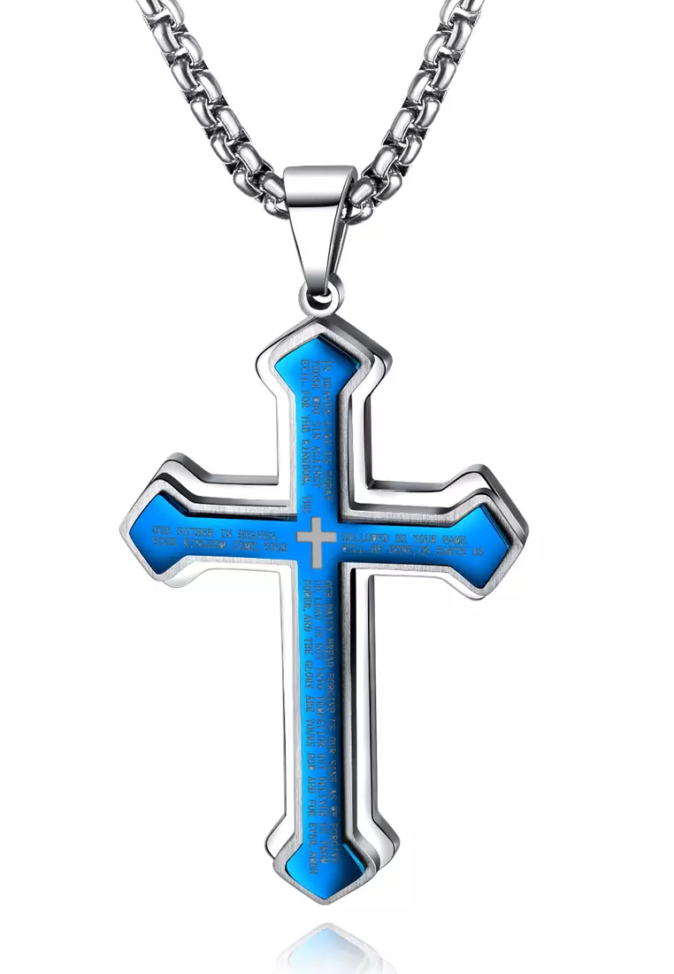 Men's blue outlet cross necklace