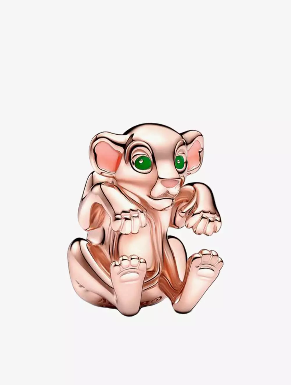 Disney The Lion King Nala 14k rose gold-plated charm with green and pink enamel