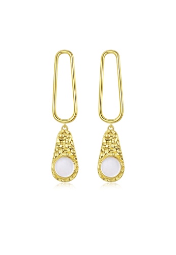 SUNRAIS gold High quality Silver S925 gold simple design earrings 68593AC0FFF6F2GS_1