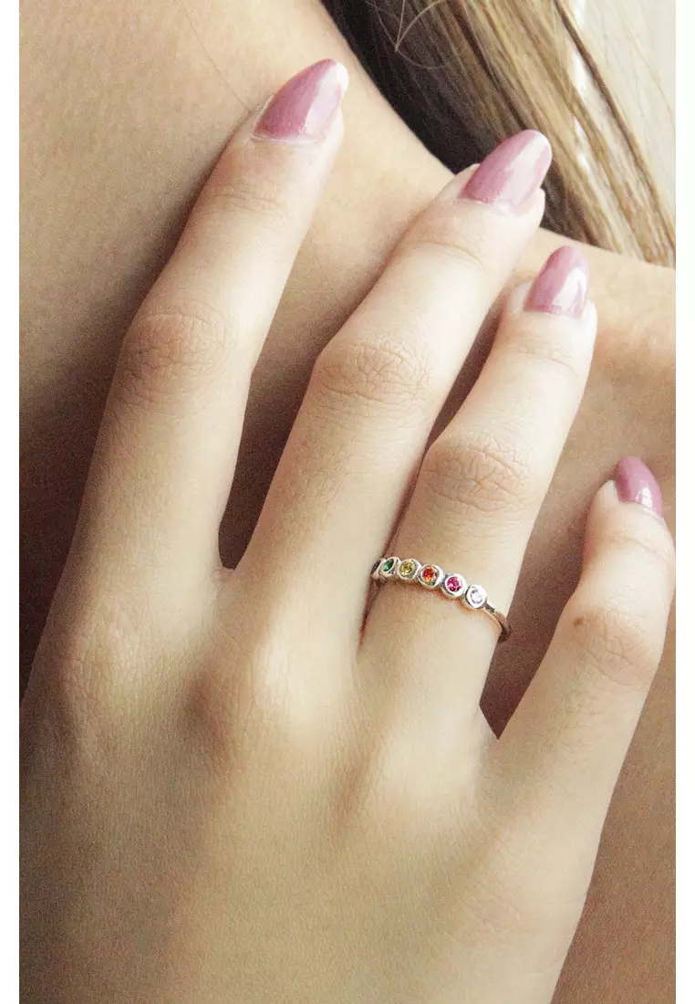 Sterling Silver Rainbow Bezel Ring 