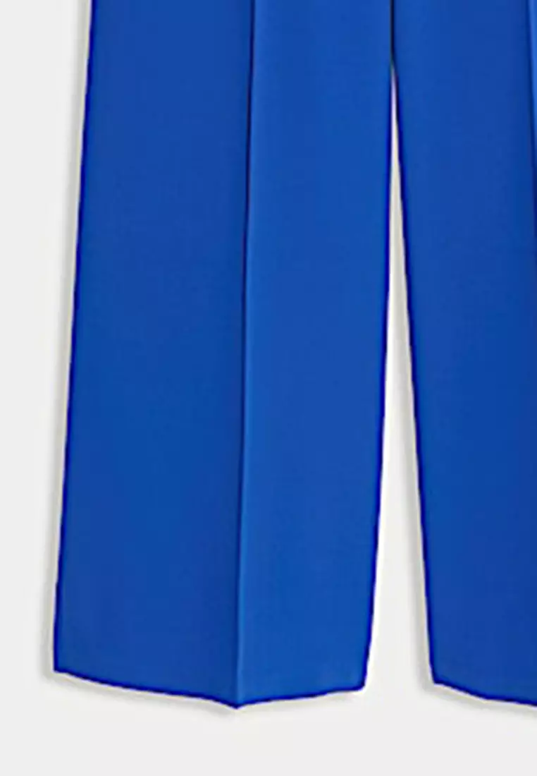 Crepe Elasticated Waist Wide Leg Trousers