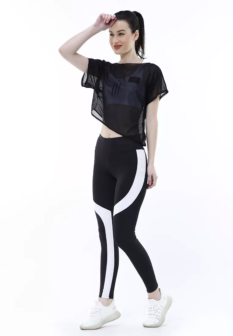 Jeslin One Set Atasan Bawahan Baju Senam Aerobik 3 in 1 High Quality - Hitam