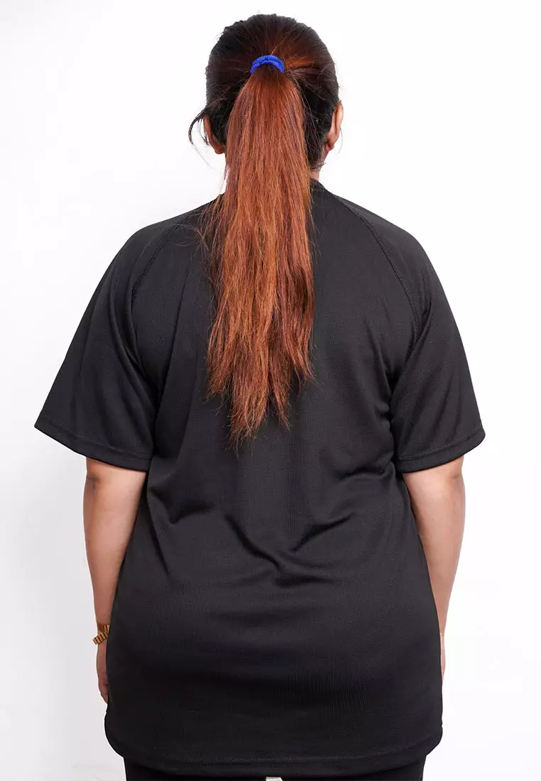 LSA87 S/S  baju olahraga tangan pendek cewe polos Td Active hitam