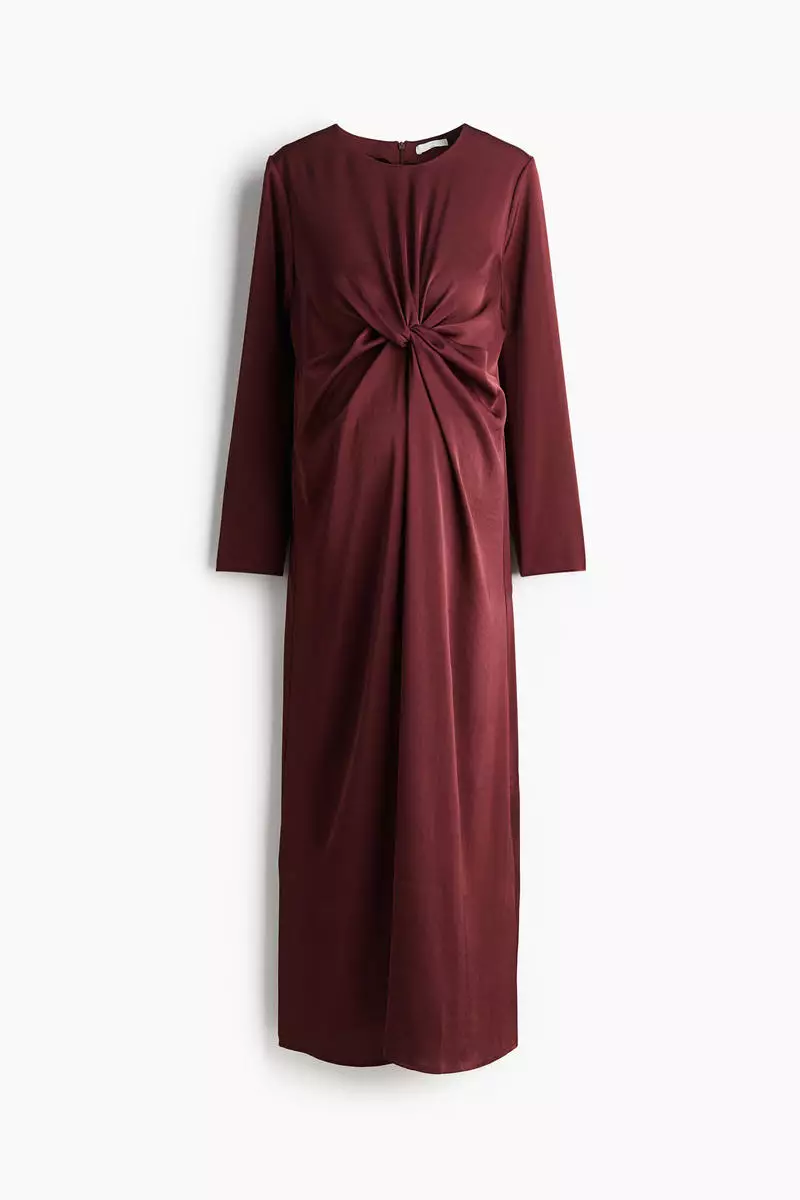 MAMA Draped knot-detail satin dress