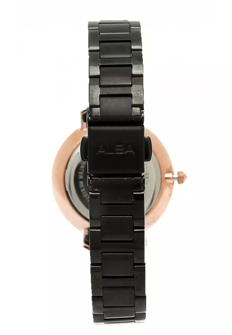 Jam Tangan Wanita Alba Original Garansi Resmi AH7T06 AH7T06X1 Strap Stainless Steel Black