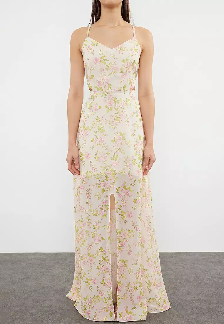 Floral Print Slit Maxi Dress