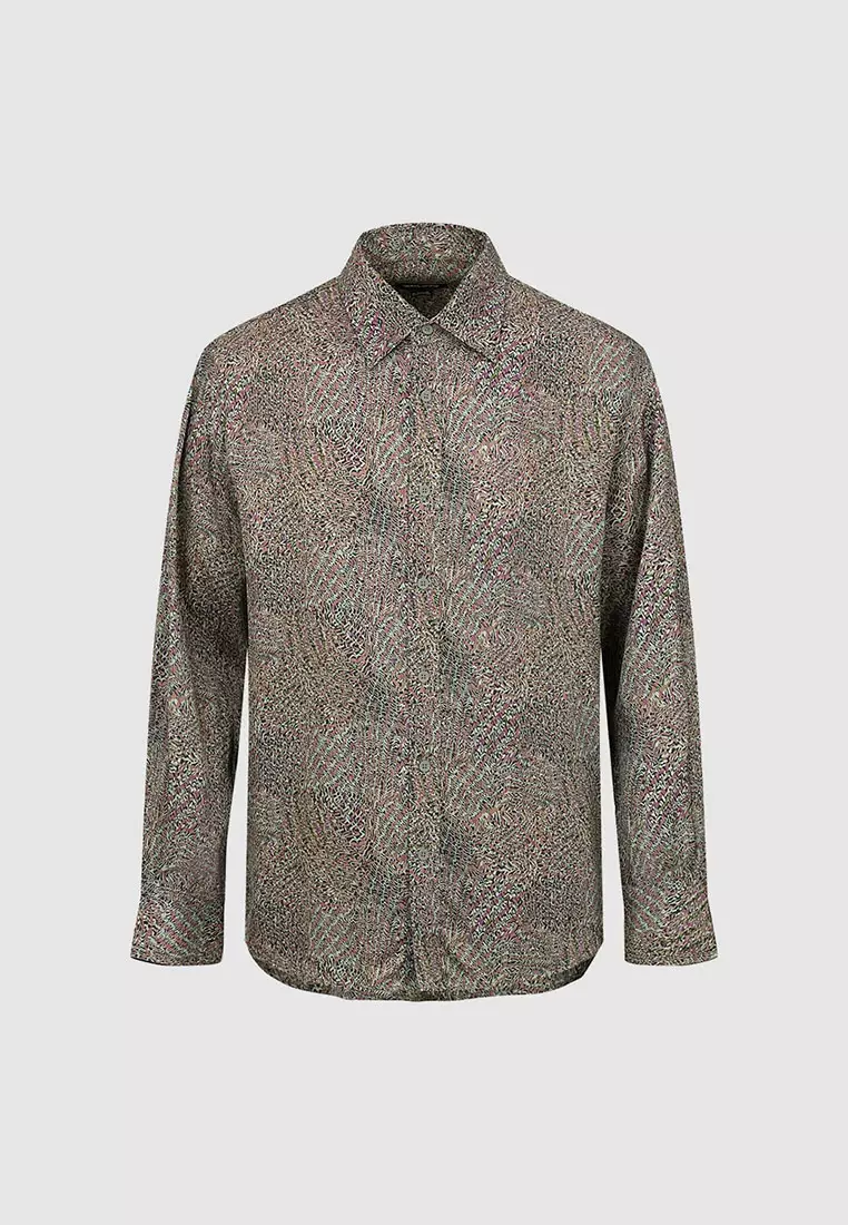 UR春季新款男装时尚超宽松印花图案开襟衬衫UMF250010