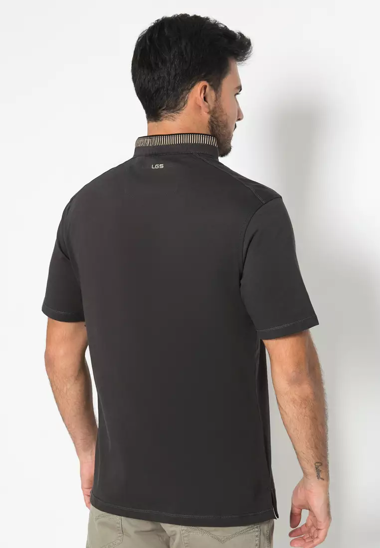 LGS - Kaos Casual - Stand Collar - Coklat