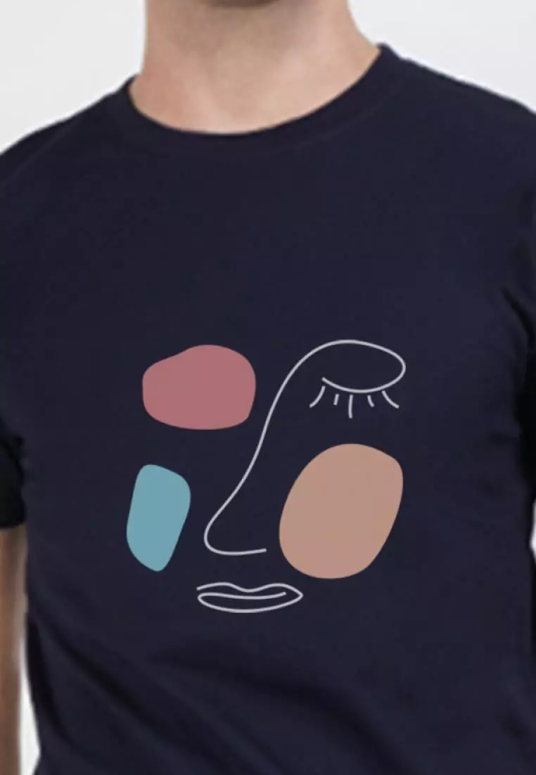 Vibrant  Graphic Navy Blue Cotton Short Sleeve Essential T-Shirt