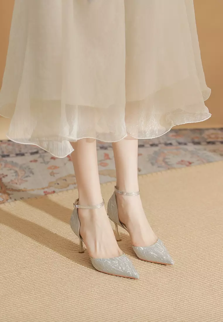 8CM Pointed Ankle Strap High Heel IF82317