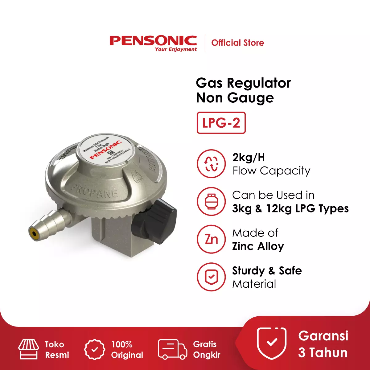 Jual Pensonic PENSONIC REGULATOR GAS TANPA METER / TANPA SELANG GAS LPG