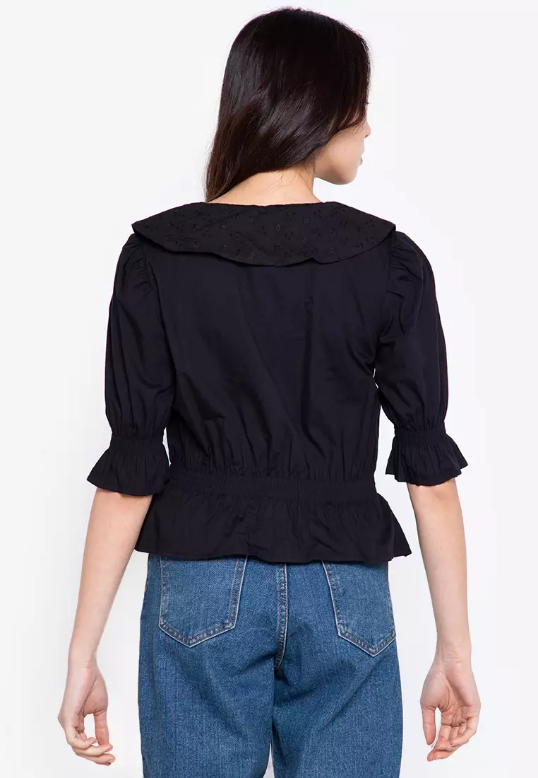 Buy ZALORA BASICS Peter Pan Collar Top 2023 Online | ZALORA Singapore