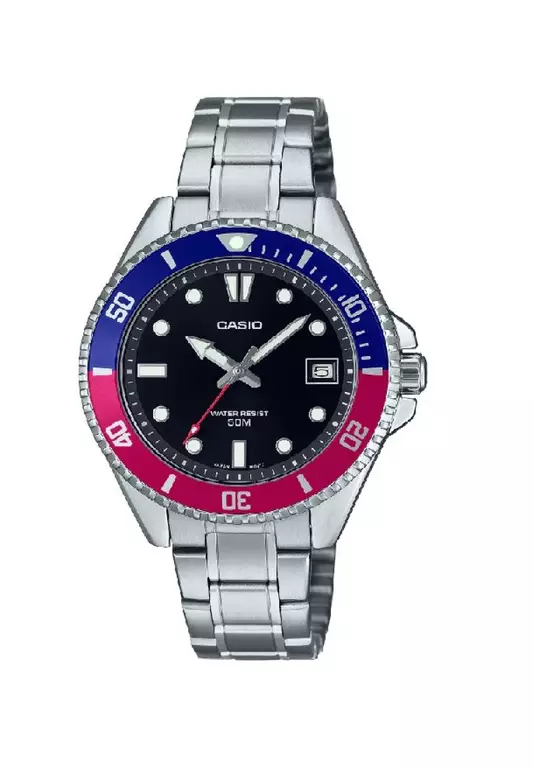 Casio General Black Dial Silver Stainless Steel Strap Men Watch MDV-10D-1A3VDF