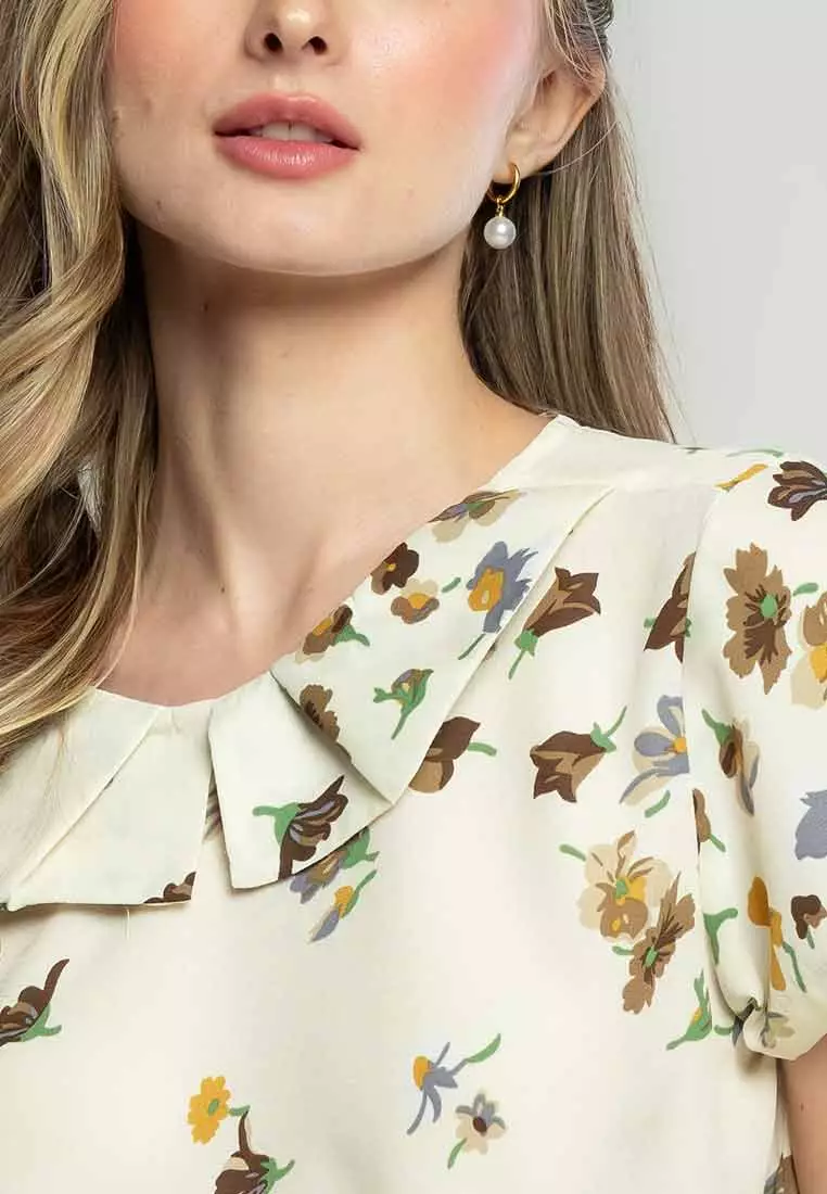 Blush Blossom Petal-Collar Blouse