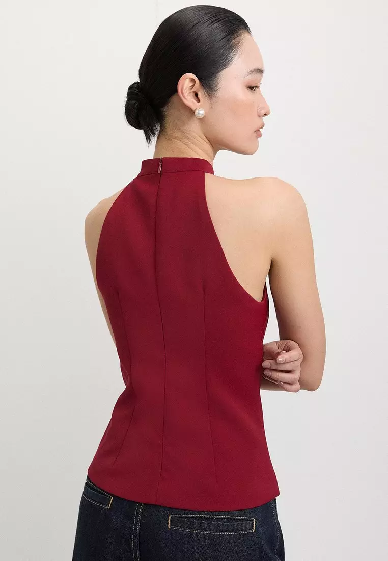 Asymmetrical Halter Top - Red
