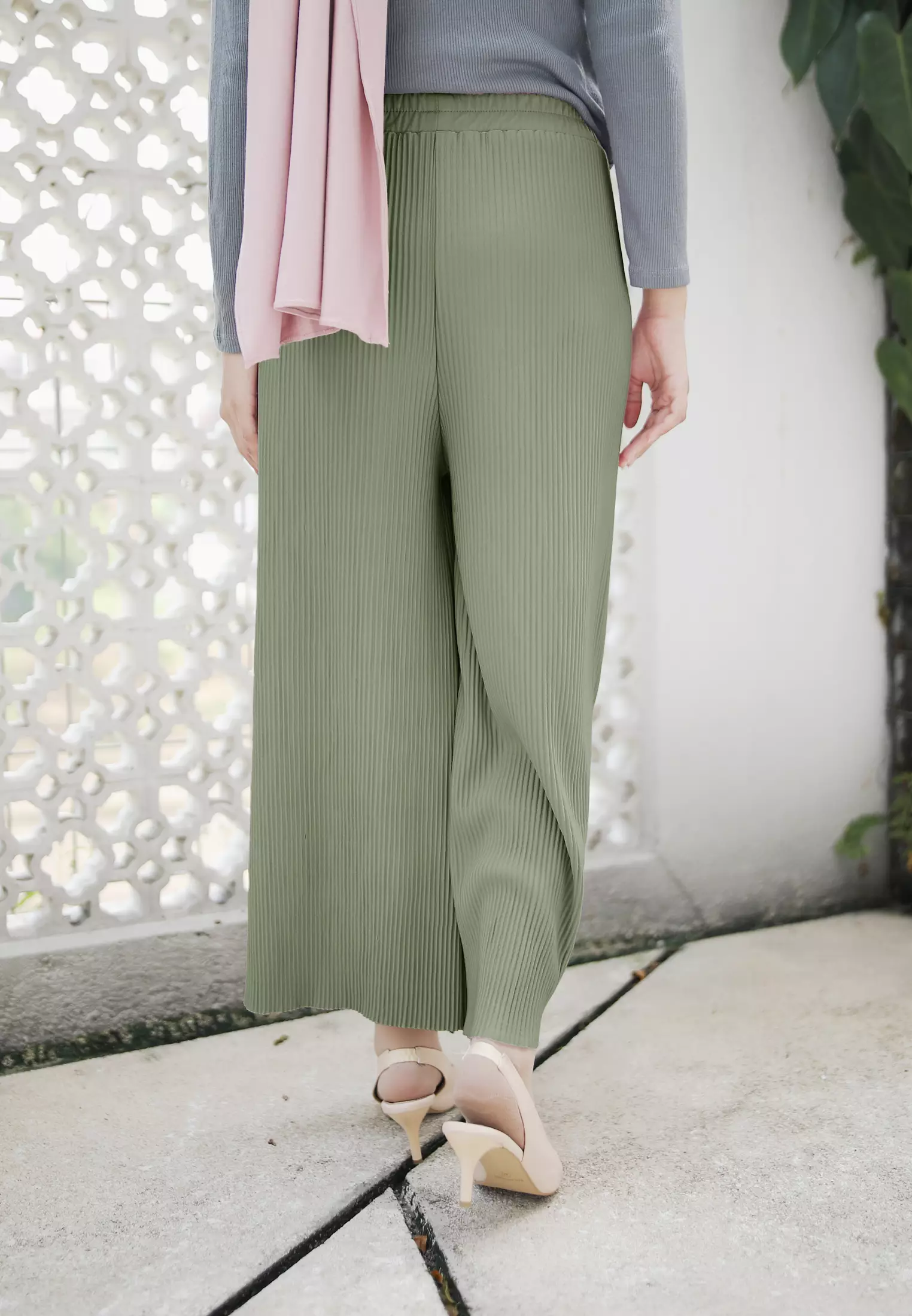 Zelena - Jenna Plisket Kulot | Celana Panjang Wanita | Pants - Grass Green