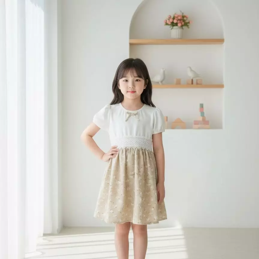 Two Mix - Dress Anak Perempuan Cantik Kasual Stylish 1-8 Tahun 4443 Warna Cream