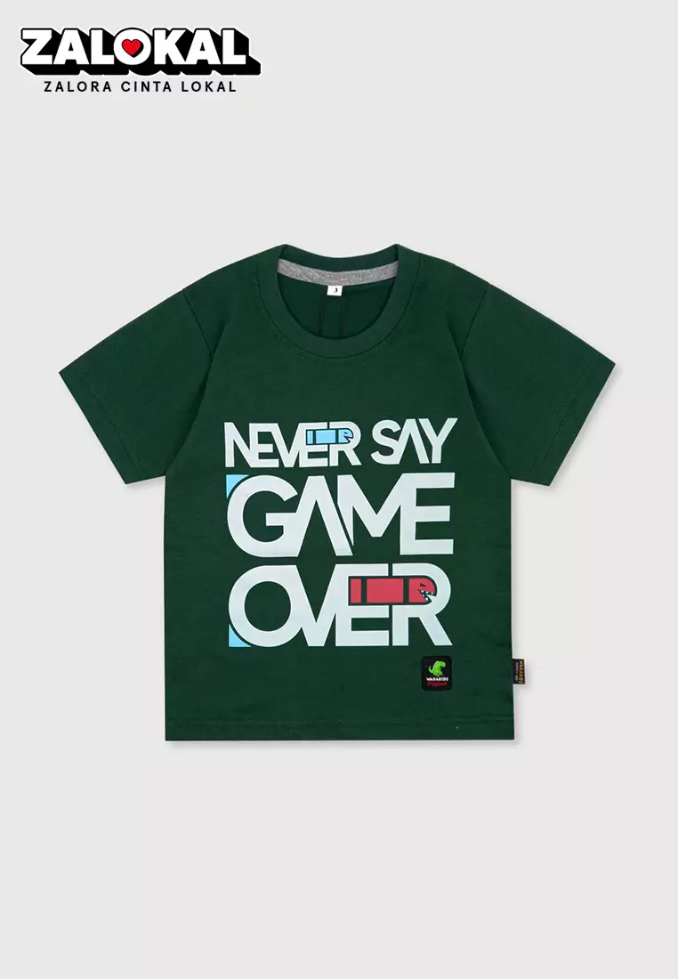 Wakakids Kaos Anak Laki Laki Atasan Baju Oblong Lengan Pendek Motif Never Say Game Over 4122 Army Wkats