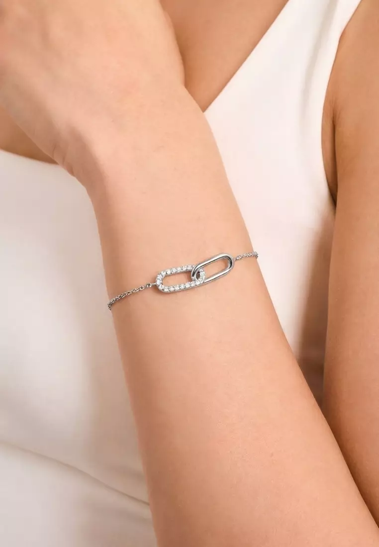 Adessa Interlocking Chain with 5A Cubic Zirconia Bracelet in Silver