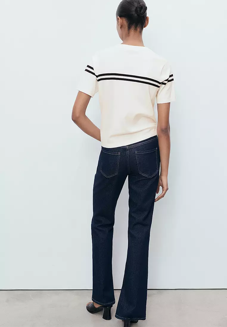 Striped Short-Sleeved Sweater