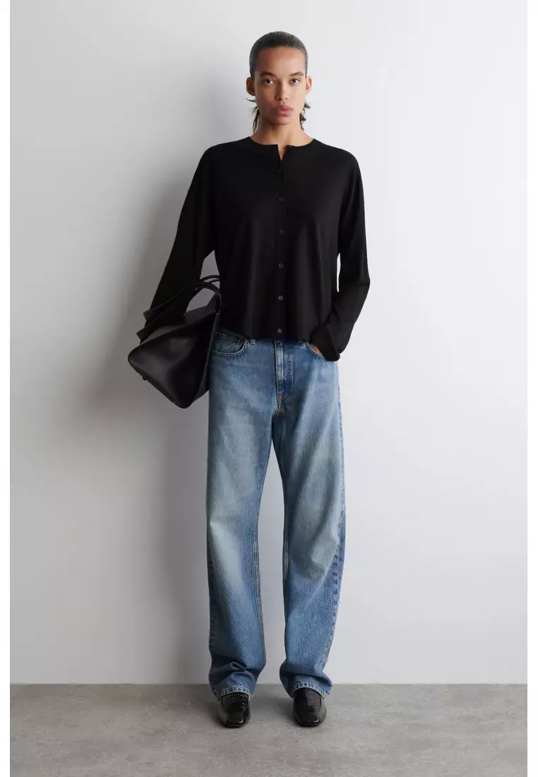 CIRCLE-CUT MERINO WOOL CARDIGAN