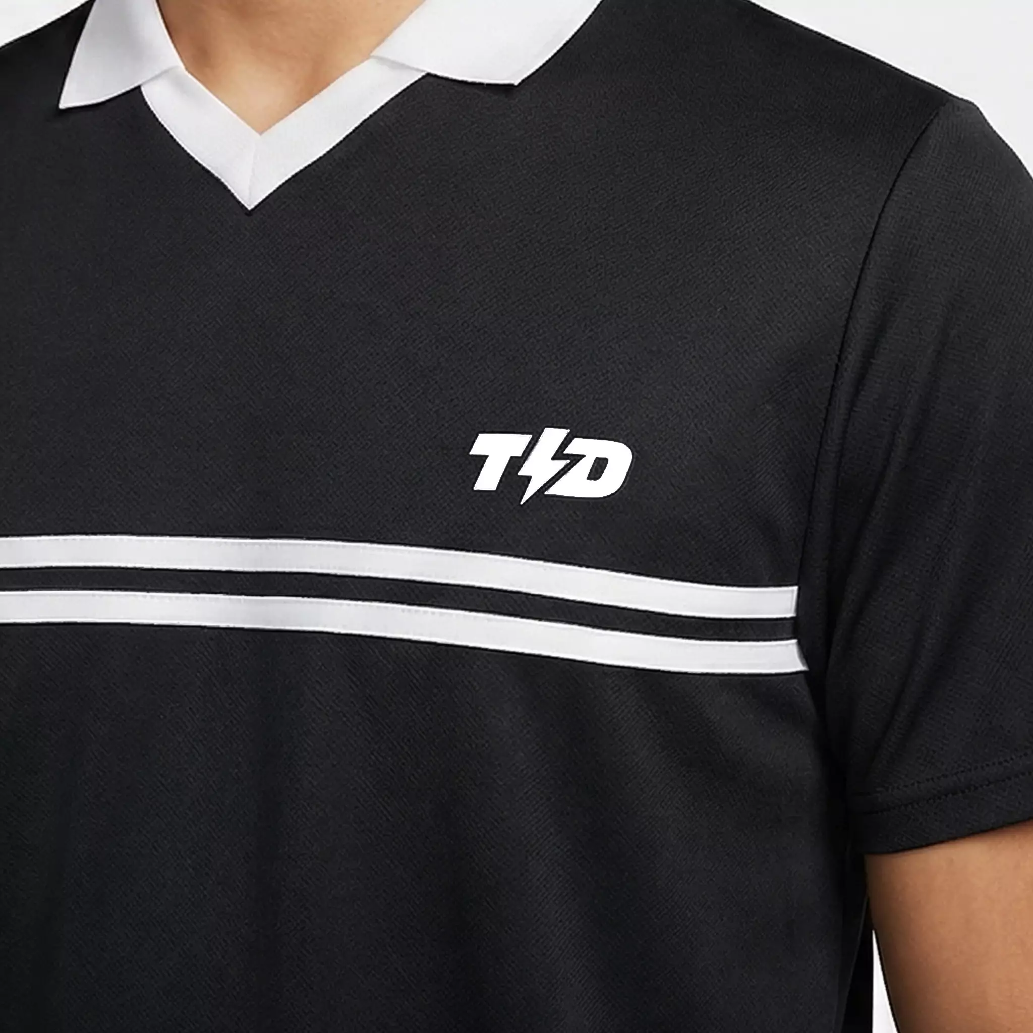 TDACTIVE Jersey Padel Pria Polo Kaos BreatheLite "hitam putih" MSB47