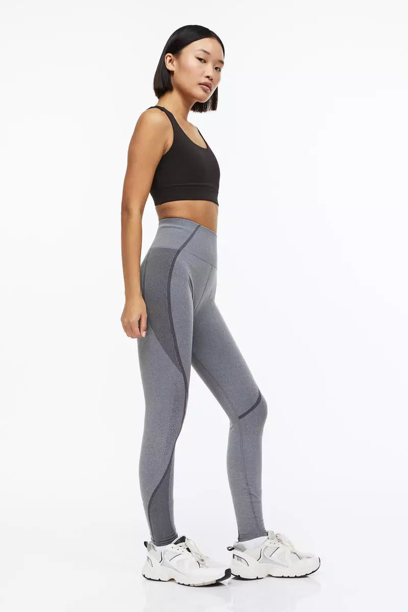 Buy H&M DryMove™ Seamless Sports tights in Grey Dusty Light 2024 Online