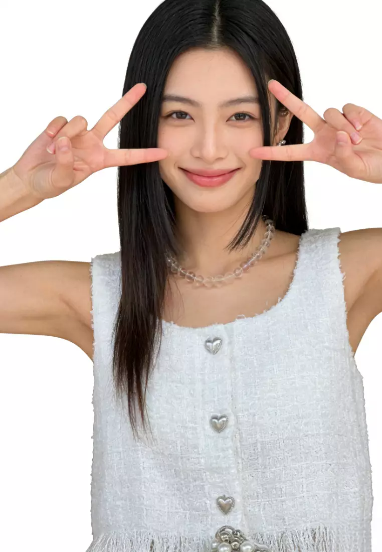 Square Neck Heart Button Fringe Crop Camis CA26031928W