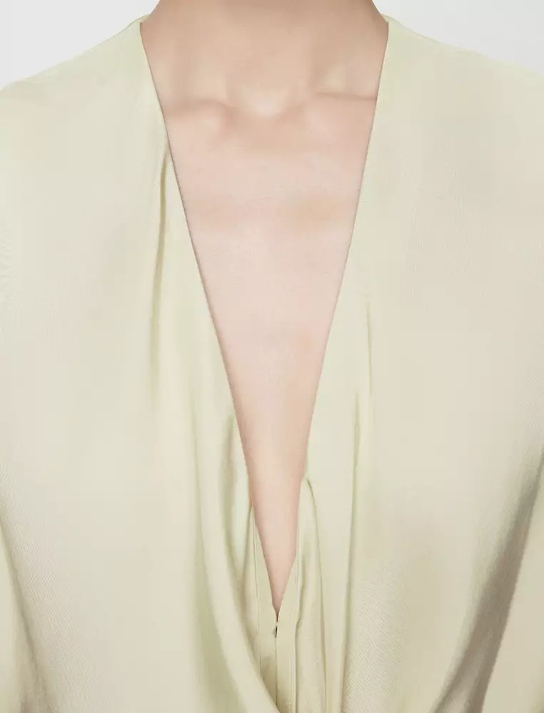 V領扭結短袖襯衣